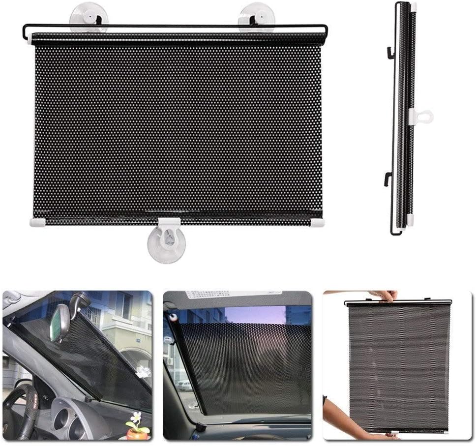 Car Window Sun Shade Car Side Windscreen SunShade for Baby Lacliet Universal Roller Blind Retractable Auto Sunshade Protector Blocks Harmful UV Rays and Heat to Protect Baby, Kids, Pets and Passengers