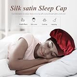 SWEET VIEW Silk Bonnet Silk Hair Wrap Sleeping Cap Black Red 2 Pack view 2