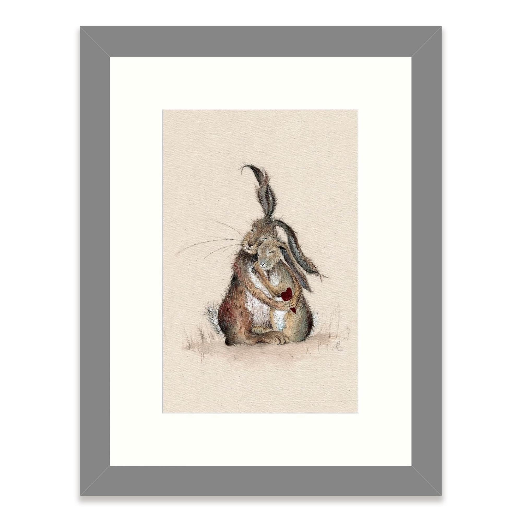 Artko Animal Framed Print Wall Art - 'Hares My Heart' Picture by Sarah Reilly - Contemporary Wildlife Artwork - Ready to Hang Home Decor - 43.5 x 33.5 cm