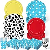 120pcs Cartoon Story Party Plates Napkins Story Party Supplies Paper Cups Disposable Tableware Set Cartoon Party Decorations for Boys Kids Birthday Decor 30 Guests
