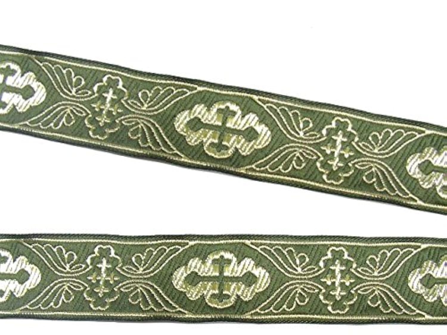 1A-Kurzwaren 212-moss Medieval Border Woven Ribbon 35 mm Wide 10 m Moss Green