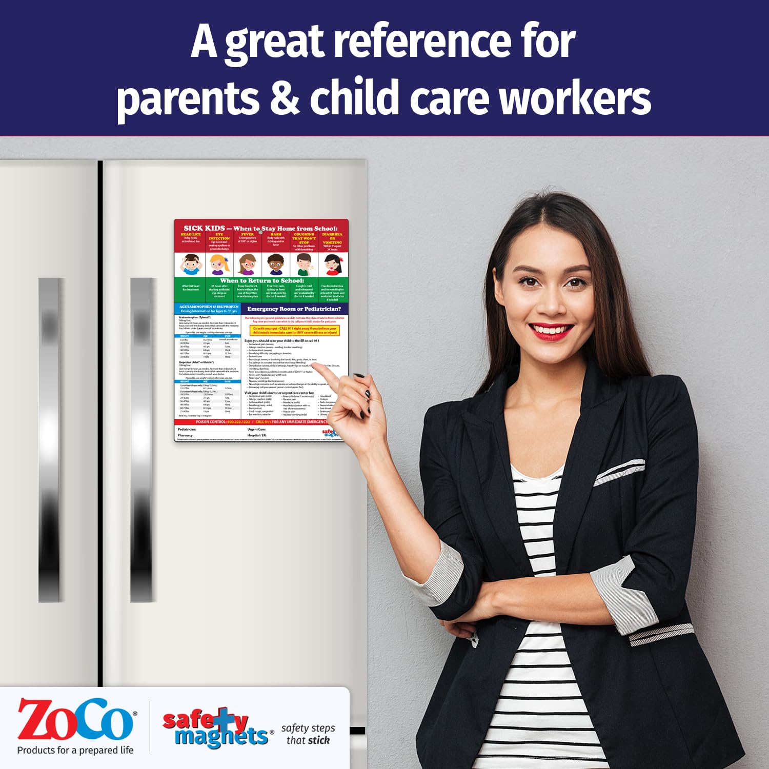 Sick Kids: When to Stay Home from School Chart – Pediatric Dosing – School Nurse Office Supplies, Daycare Essentials – Laminated Card, 8.5” x 11” by Safety Magnets