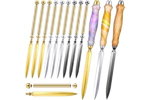 Leriton 9 Set Letter Opener Woodturning Project Kit, DIY Envelope Slitter Paper Mail Opener Letter Knives Turning Kits Mens Crafts Holiday Gifts Making Supplies, Black, Sliver, Gold