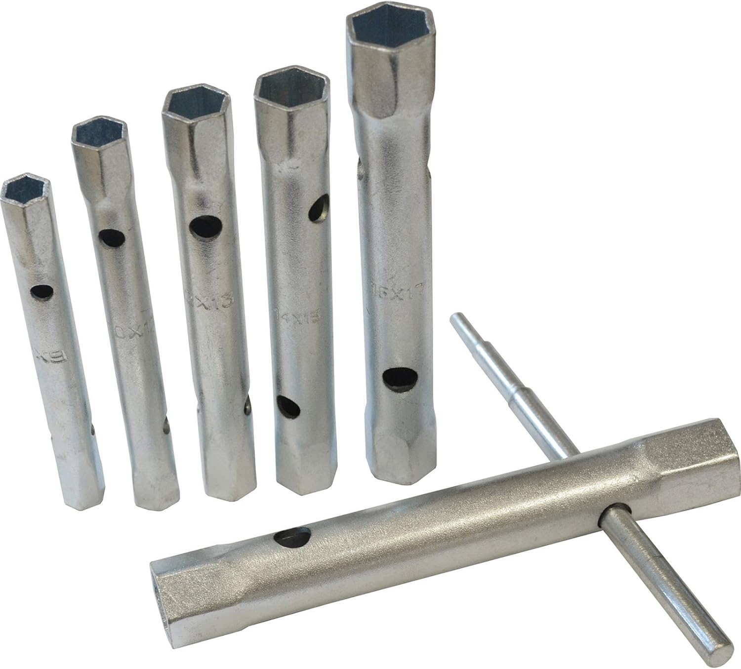 Box Spanner Set + Tommy Bar 6 Piece 8-19mm, Multi-coloured