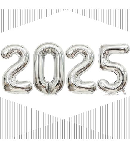 Amazon.com: 16 英吋2025 年氣球2025 號鋁箔氣球適用於除夕派對用品