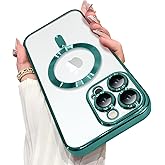 OOK Magnetic Case Made for iPhone 16 Pro [Built-in Camera Lens Protector] [Compatible with MagSafe] Soft TPU Anti-Scratch Shockproof Protective Slim Clear Case for Women Men - Teal