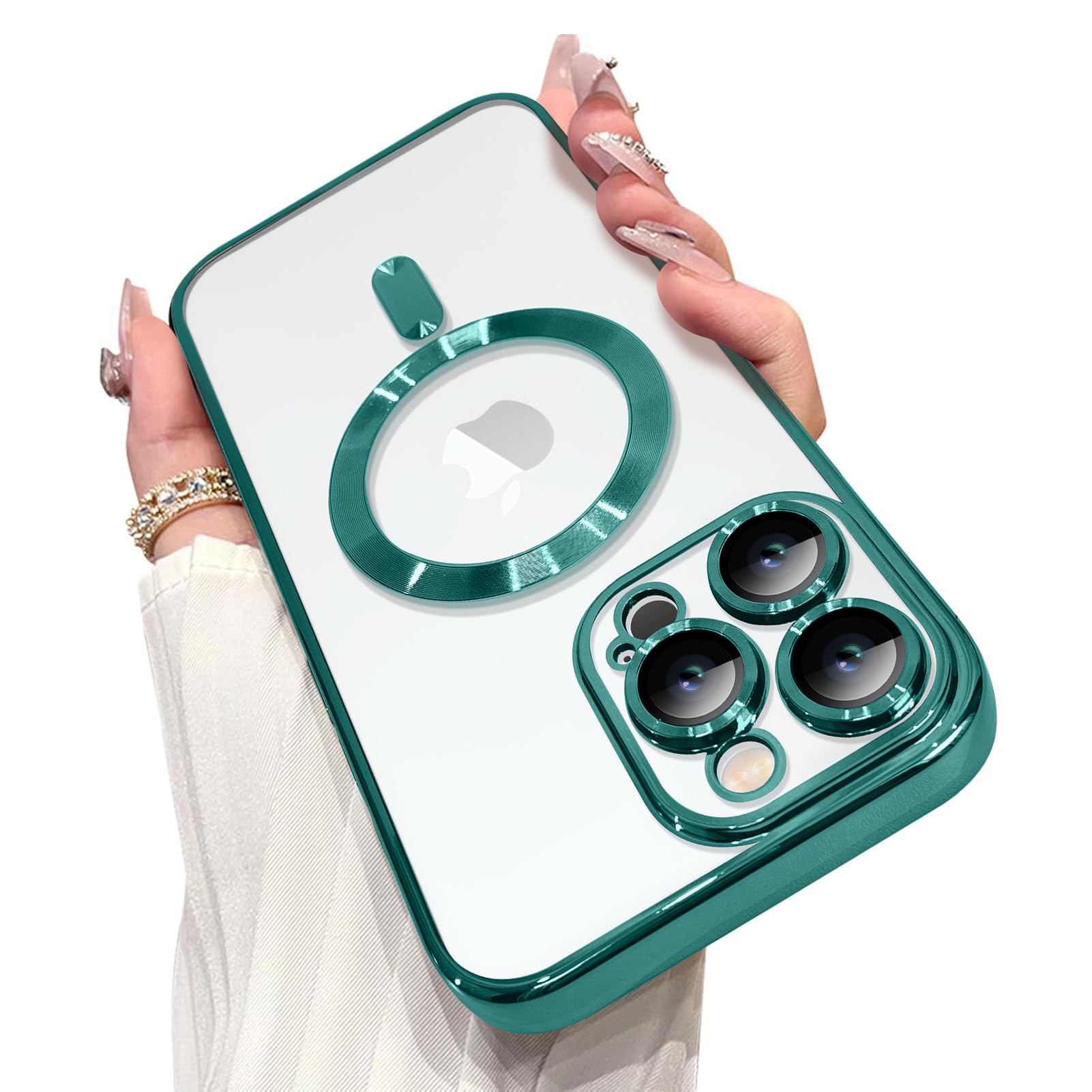 Photo 1 of **NO BOX**OOK Magnetic Case Made for iPhone 16 Pro [Built-in Camera Lens Protector] [Compatible with MagSafe] Soft TPU Anti-Scratch Shockproof Protective Slim Clear Case for Women Men - Teal