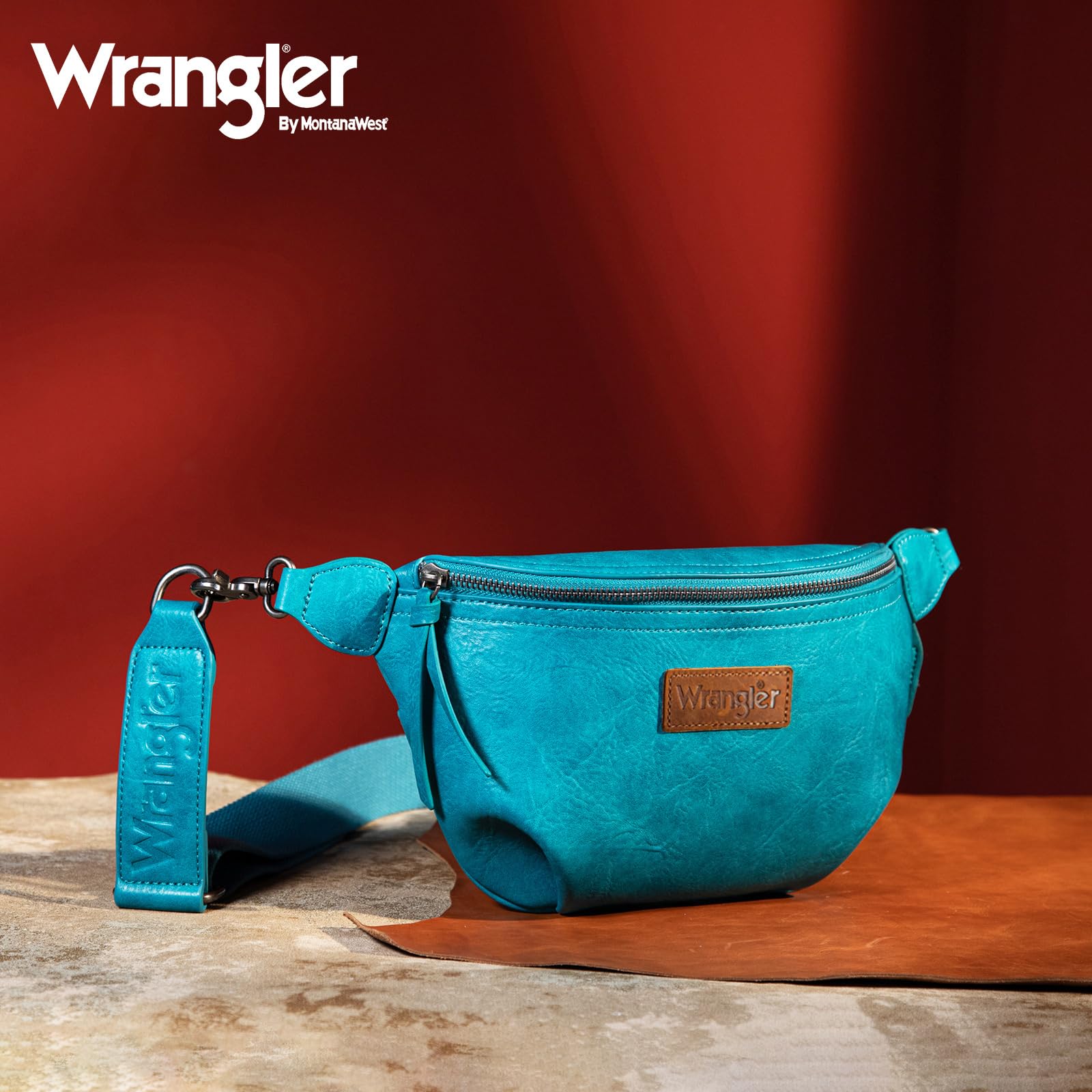 Wrangler Large Fanny Packs for Women Waist Bag Travel Belt Bags Crossbody Sling Bag Torquise