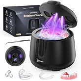 Ultrasonic Retainer Cleaner Machine 48kHz, Dental Ultrasonic Care Cleaner | Ultrasonic Retainer Cleaner for Dentures, Aligners, Mouth Guards, Toothbrush Heads and Jewelry with 200ML Capacity