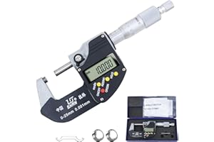 GENERIC SHAN Digital Micrometer，Professional Digital Ruler Outside Micrometer with Carbide Tip 0-1" (0-25mm) Range, 0.00005" /0.001mm Resolution，Digital Caliper is Ideal Inspection Tools
