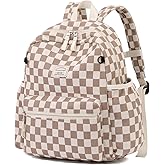 Tanweibago Corduroy Kids Backpack for Boys Girls Backpacks for Primary Elementary Kindergarten 6-10 (Checkered Brown, Medium (15" H Fit A4 Folder))