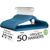 Techzoo Premium Velvet Hangers 50 Pack Ultra Thin Non Slip Adult Felt Space Saving Slim Suit Hanger for Closet Heavy Duty Coat Pants Jackets Dress Hangers 360° Swivel Hook Hold Upto 10 lbs Blue