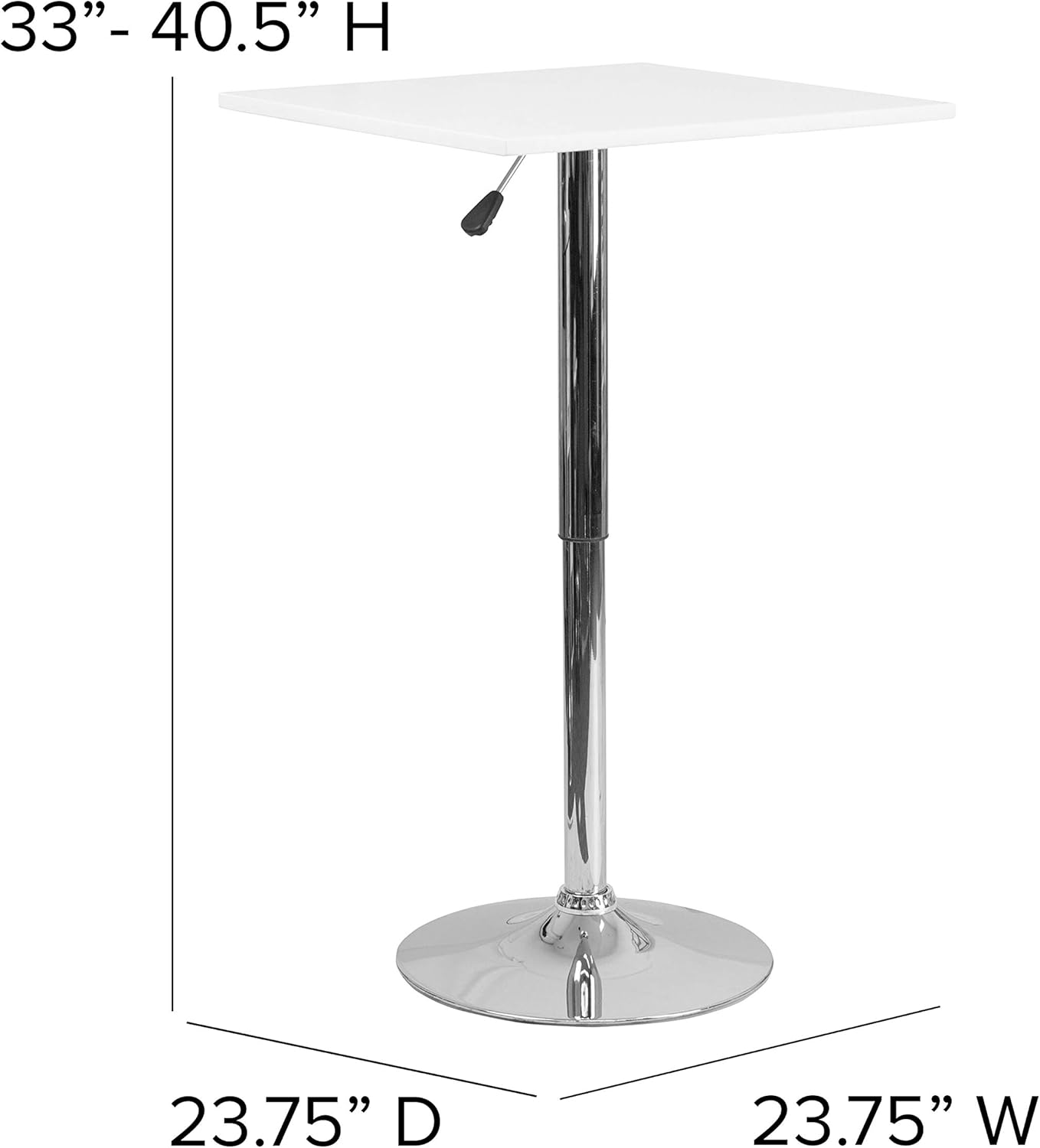 Flash Furniture 23.75'' Square Adjustable Height White Wood Table (Adjustable Range 33'' - 40.5''): Furniture & Decor