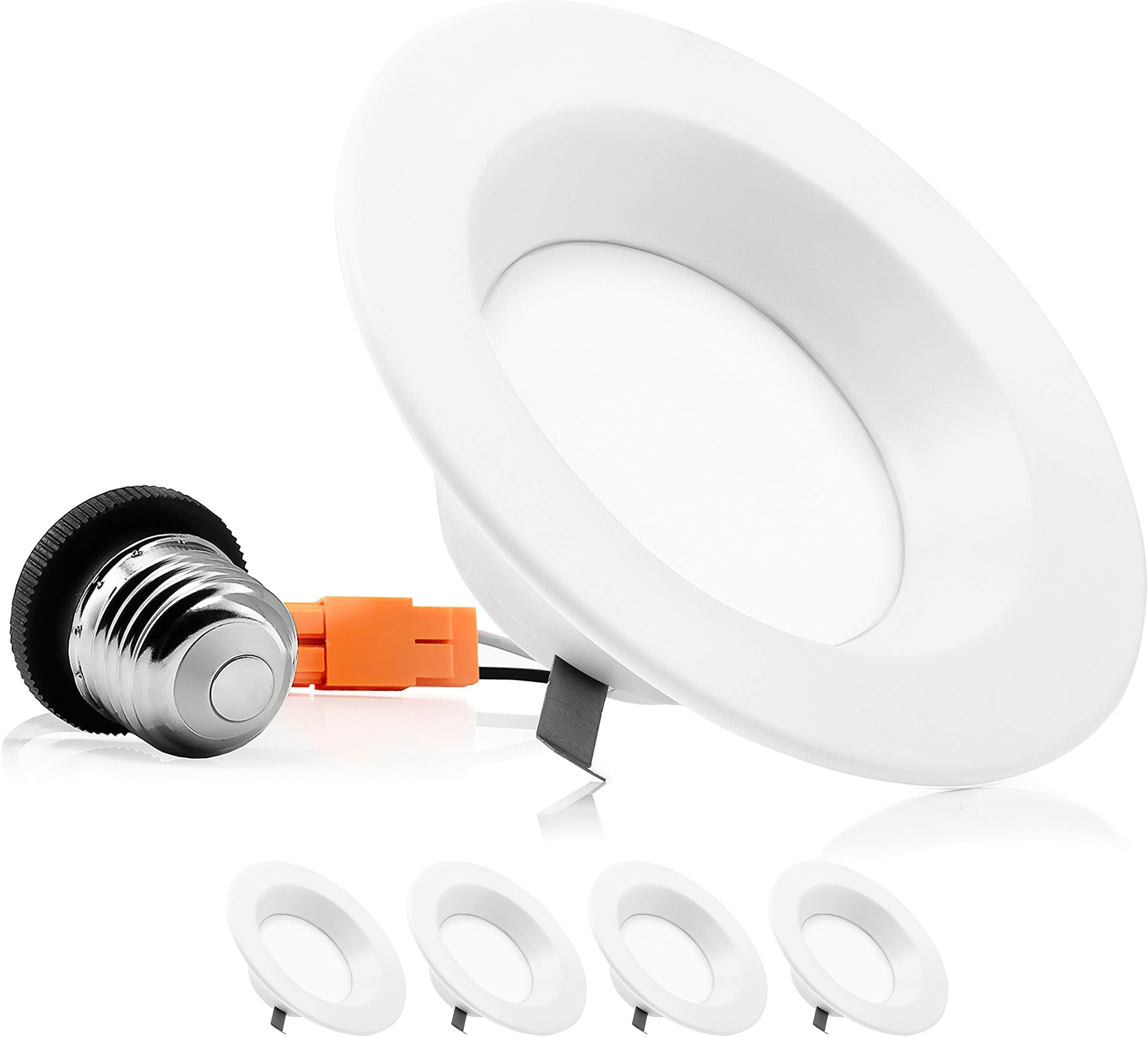 Parmida (4 Pack) 4 Inch Dimmable LED Recessed Retrofit Downlight, Dimmable, 10W (65W Replacement), 650lm, EASY INSTALLATION, 4000K (Cool White), ENERGY STAR & ETL-LISTED, LED Smooth Trim Can Light