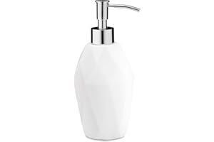 Essentra Home Modern White Collection Soap Dispenser with Chrome Metal Pump – 12oz