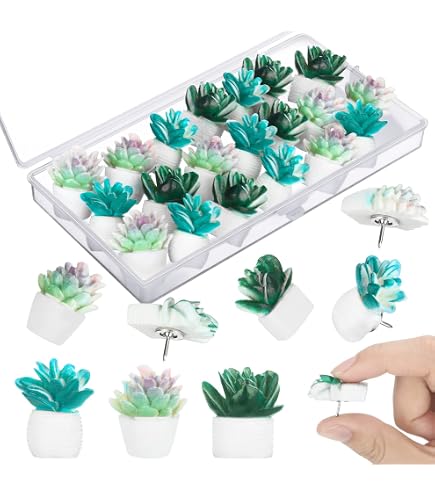 thumbnail image 2 of Chainplus 20 Pieces Decorative Push Pins Set, Succulent Plants Thumb Tack Decorative Cute Push 2 of 13