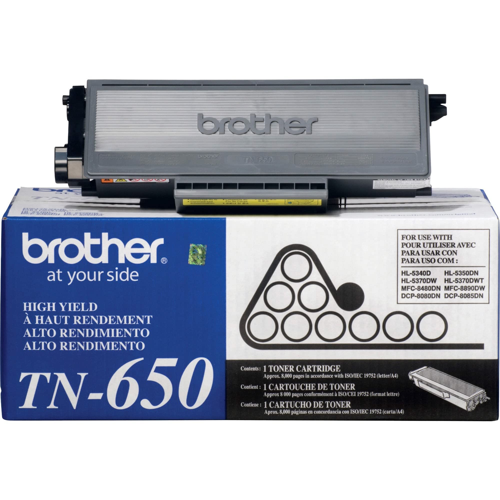 Brother Genuine High Yield Toner Cartridge, TN650, Replacement Black Toner, Page Yield Up To 8,000 Pages