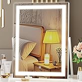 Gvnkvn Vanity Mirror with Lights, 11"× 14" LED Makeup Mirror, Lighted Makeup Mirror with Lights, Smart Touch Control Dimmable 3 Modes Light 360°Rotation White