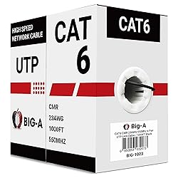 Big-A - Bulk Cat6 Cable 1000ft 23AWG Solid 4