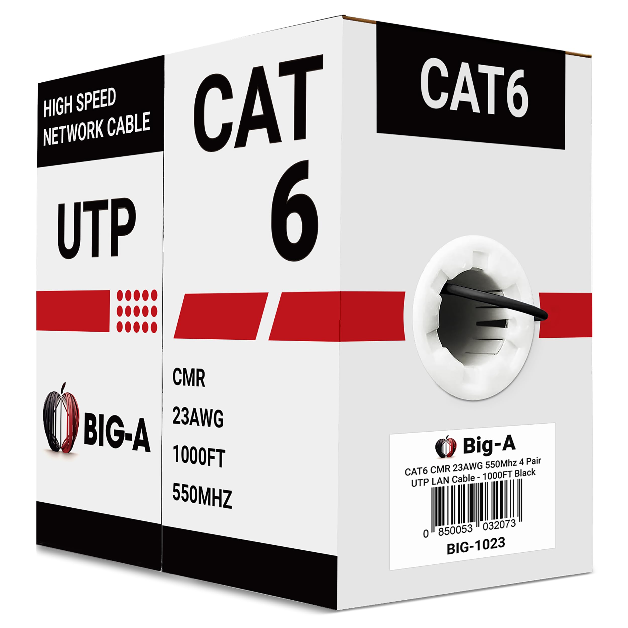 Big-A - Bulk Cat6 Cable 1000ft 23AWG Solid 4