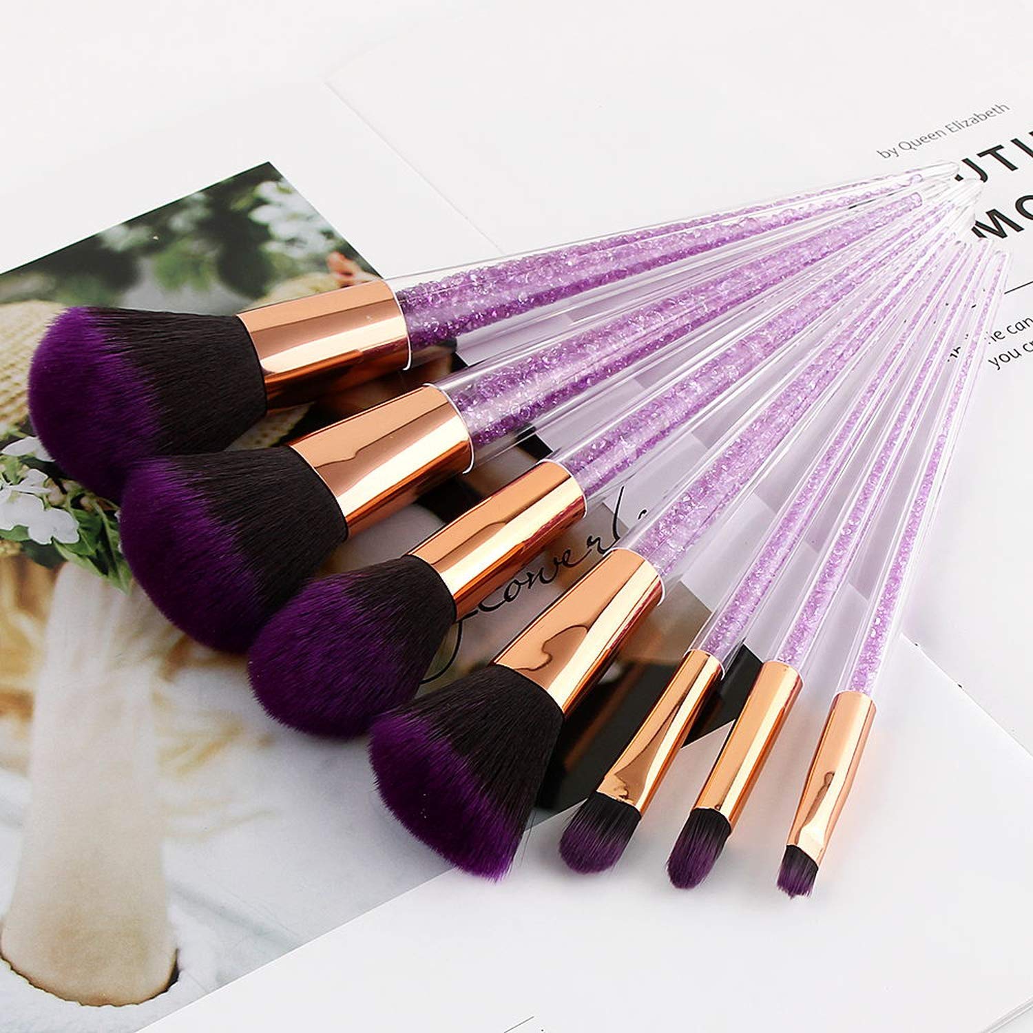 Top Selling Makeup Brush Set 7pcs Purple Crystal Cosmetic