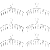 Seropy Clothes Hanger with 10 Clips Laundry Drying Rack 6 Pack, Clothes Drying Rack Stainless Steel Sock Hangers Windproof Clip and Drip Hanger for Drying Socks, Bras, Towel, Underwear, Baby Clothes