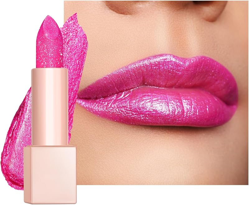 Oulac Bright Pink Glitter Lipstick Moisture Tint Shine D02 Sparkle