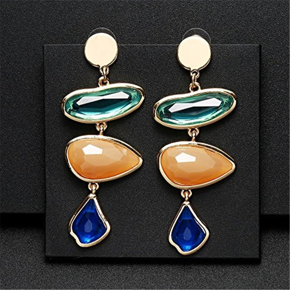 Fashion Creative Colorful Crystal Women Earrings Set Chunky Teardrop Gemstone Drop Dangle for Girls - Style 6