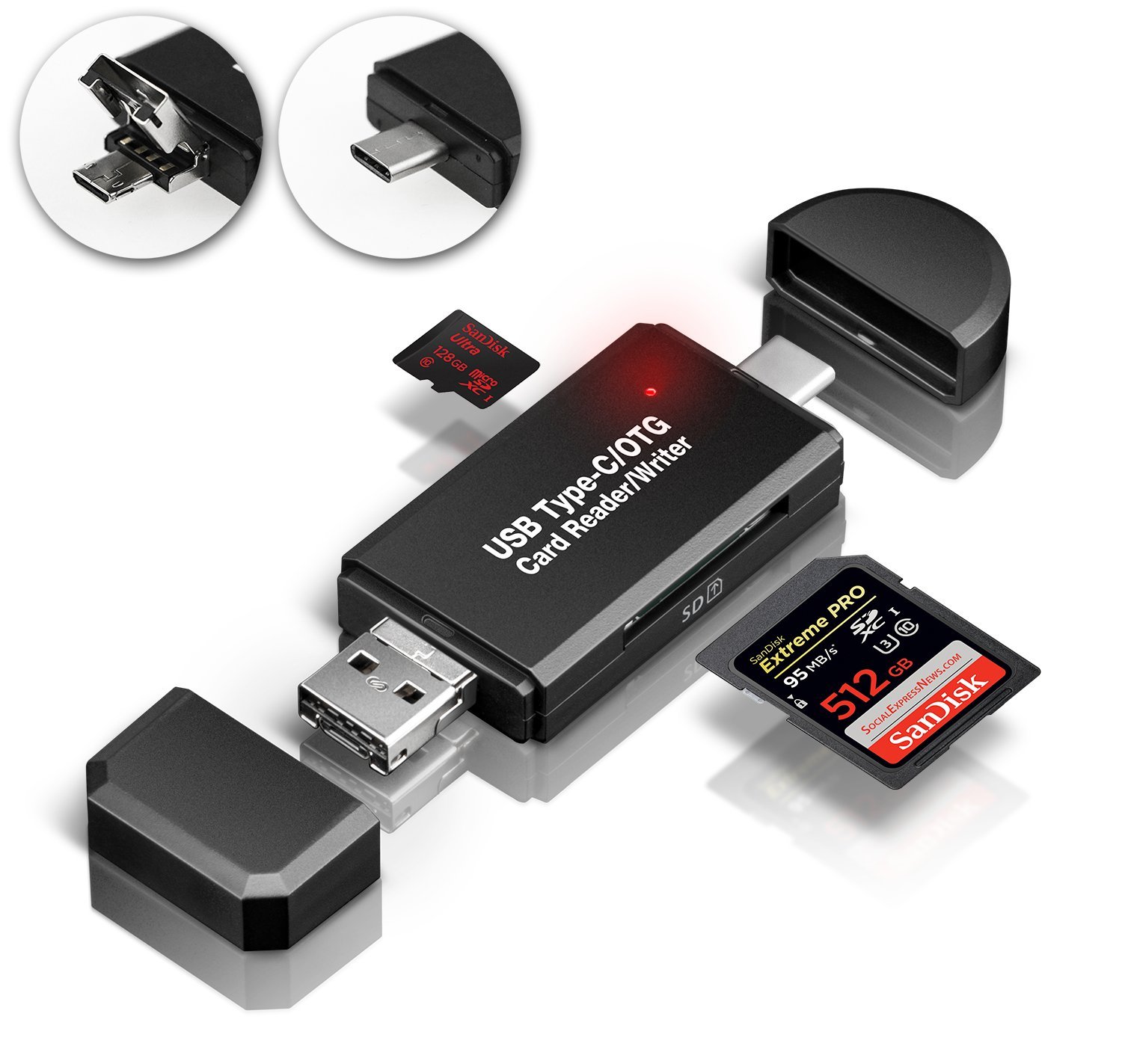 GiBot USB Type C Micro USB SD Card Reader USB 2.0 Adapter Memory Card