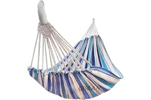 GOCAN Double Hammock 2 Person Extra Large 330X150cm Load Capacity 600Pound Canvas Cotton Hammock for Patio Porch Garden Backy