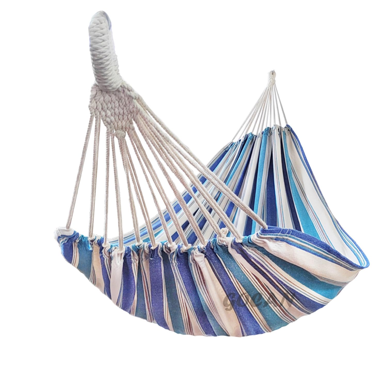 Photo 1 of GOCAN Double Hammock 2 Person Extra Large 330X150cm Load Capacity 600Pound Canvas Cotton Hammock for Patio Porch Garden Backyard Lounging Outdoor and Indoor XXL