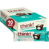 think! High Protein Bar, Chocolate &amp; Creme Cupcake, 10 Count | 15g Protein Per Bar, Gluten Free with Whey Protein Isolate, 0g Sugar, Ready-to-Eat, Convenient Muscle Support &amp; Recovery