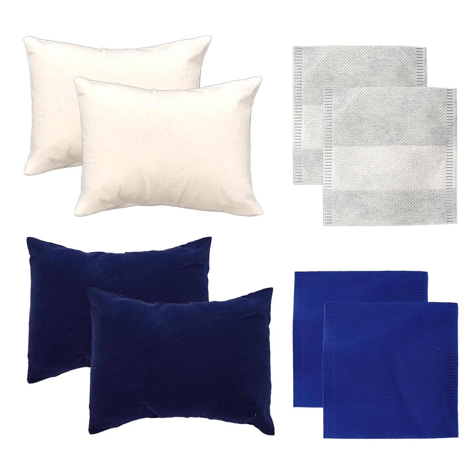 Photo 1 of **VERY VERY SMALL PALM SIZED*** 4 Pcs Small Pillow, Travel Mini Pillows for Tiny Kids, Lumbar Chair Couch Head Rectangular Pillow for Camping Travel Sleeping Bed Sofa Neck Knee Wrist Support (Blue+White)