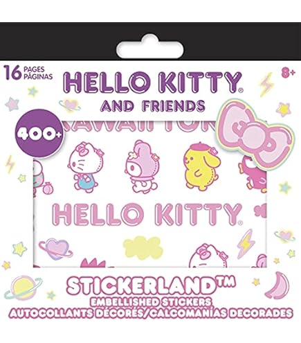 Hello Kitty Valentines Stickers - 4 Sheets With Sparkle, Officially Licensed, For Kids & Parties