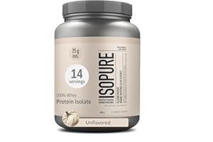 Isopure Zero Carb Protein Powder - Unflavored - 100% Whey Protein Isolate - 25 grams/serving, Zero Carbs, Sugar Free, Lactose