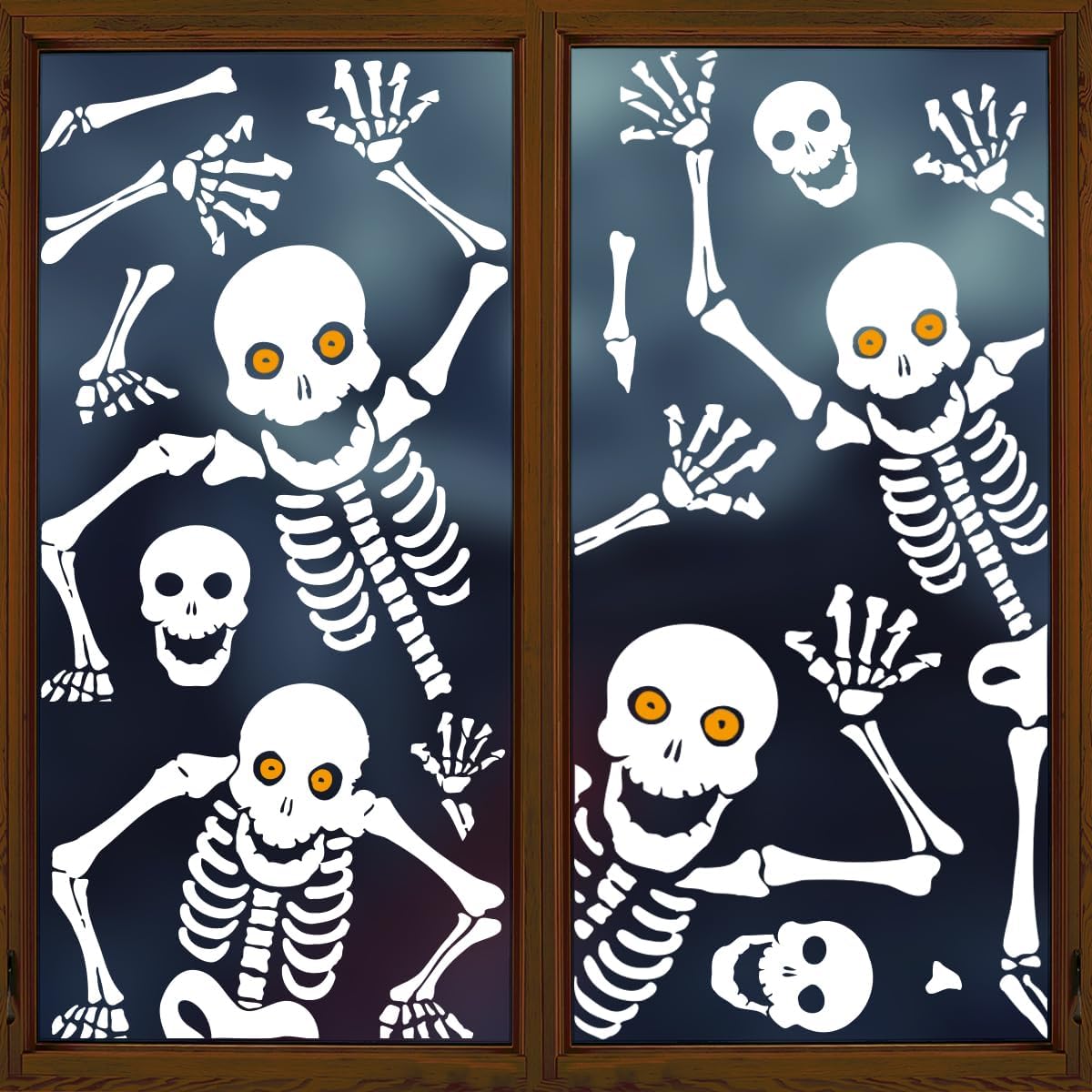 Window Treatments - Horaldaily 100 PCS Halloween Window Cling Sticker, Skulls for Home Party Supplies Shop Window Glass Display Decoration