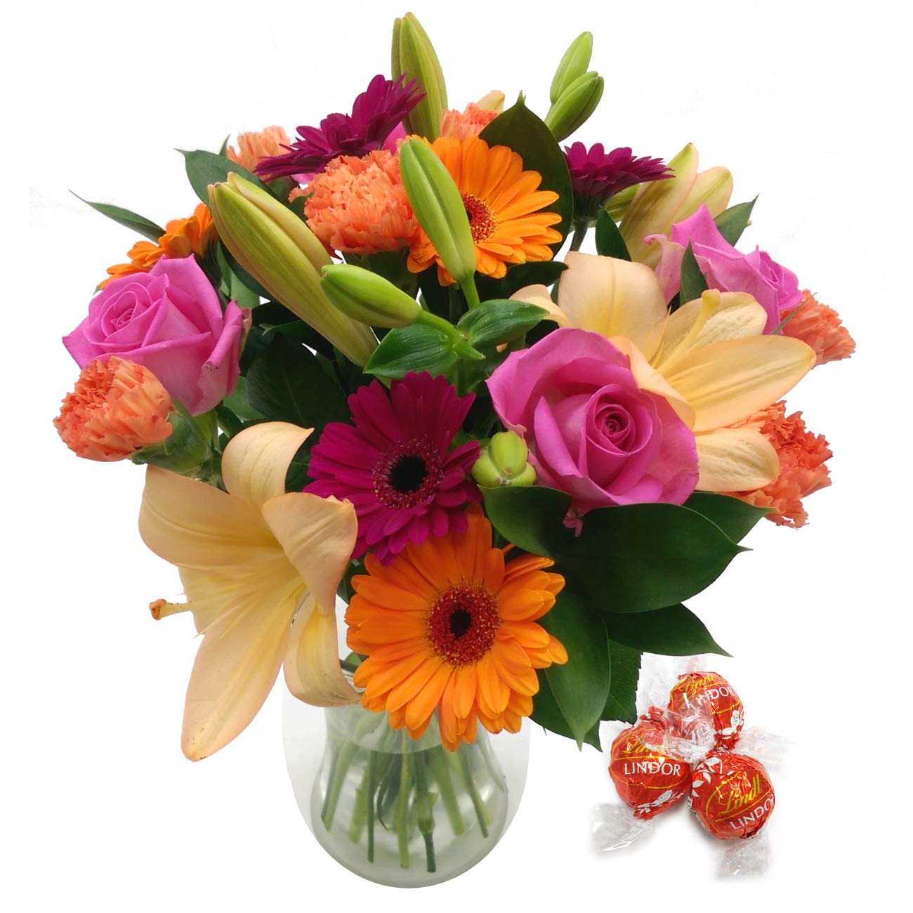 Clare Florist Carnival Fresh Flower Bouquet - Vibrant Bouquet of Roses, Lilies and Carnations