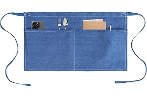 MIKI WELL Server Apron with 5 Pockets - Rivet buckle Unisex Short/Half Waiter Waist Short Apron