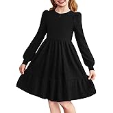 Arshiner Girls Sweater Dress Fall Winter Puff Long Sleeve Knit Pullover Formal Dresses with Pockets 6-14Y