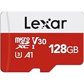 Lexar E-Series 128GB Micro SD Card microSDXC UHS-I Flash Memory Card | 100MB/s, C10, U3, A1, V30, Full HD, 4K UHD, High Speed TF Card with Adapter