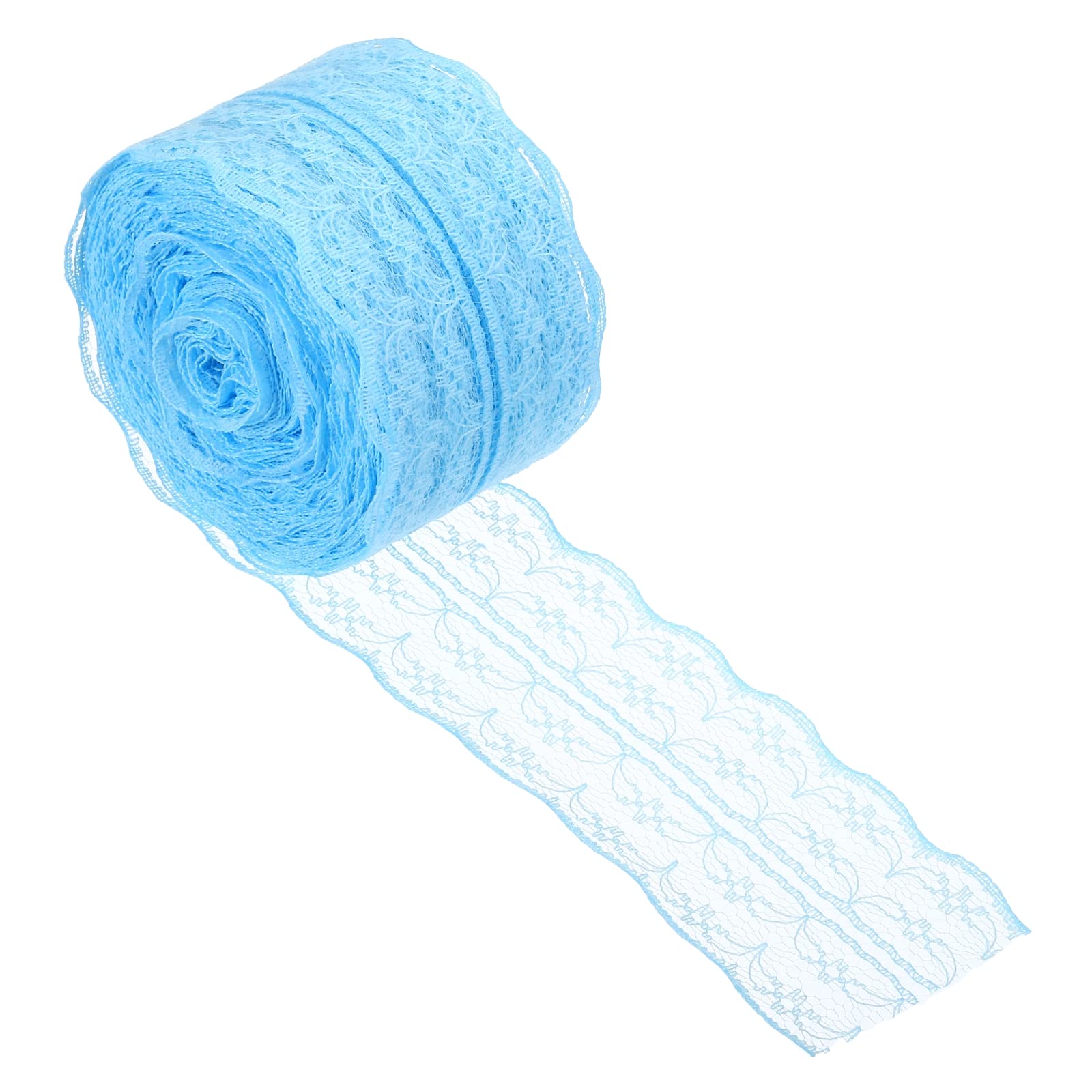 PATIKIL 1.8 Inch x 25 Yards Lace Trim Ribbon, Non-Stretch Lace Sewing Roll Gift Package Floral Wrapping for Party Home Decoration Dress Craft, Sky Blue