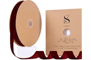Utehilly Burgundy Christmas Velvet Ribbon for Tree, Gift Wrapping, Flower Bouquet, Wreath Decorations, Bow Making 1'', 25 Yards