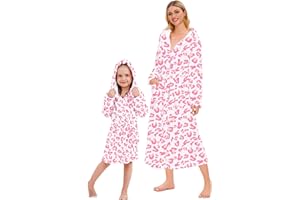 Umeyda Girls & Women Fleece Hooded Robes, Soft Fuzzy Bathrobe Warm Plush Fluffy Bath Robe for Kids Womens