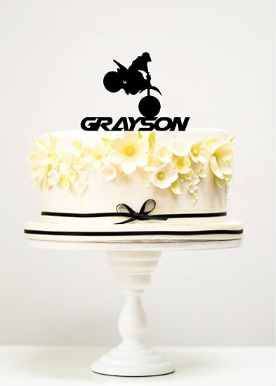 Amazon Com Kiskistonite Cake Toppers Motocross Biker Grayson