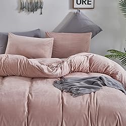 Luxlovery Pink Velvet Comforter Set Cal King Blush