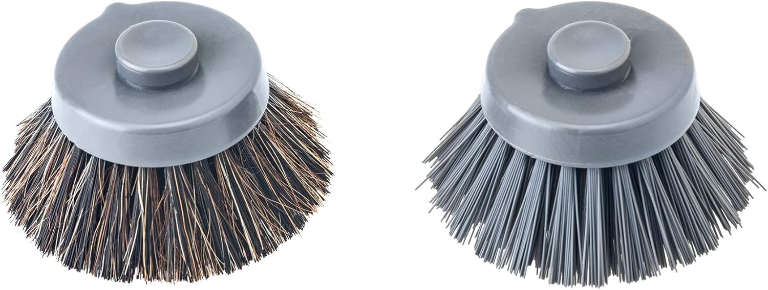 Vigar Set of 2 Replacement Nylon Fibres and Horsehair Washing Up Brush Grey