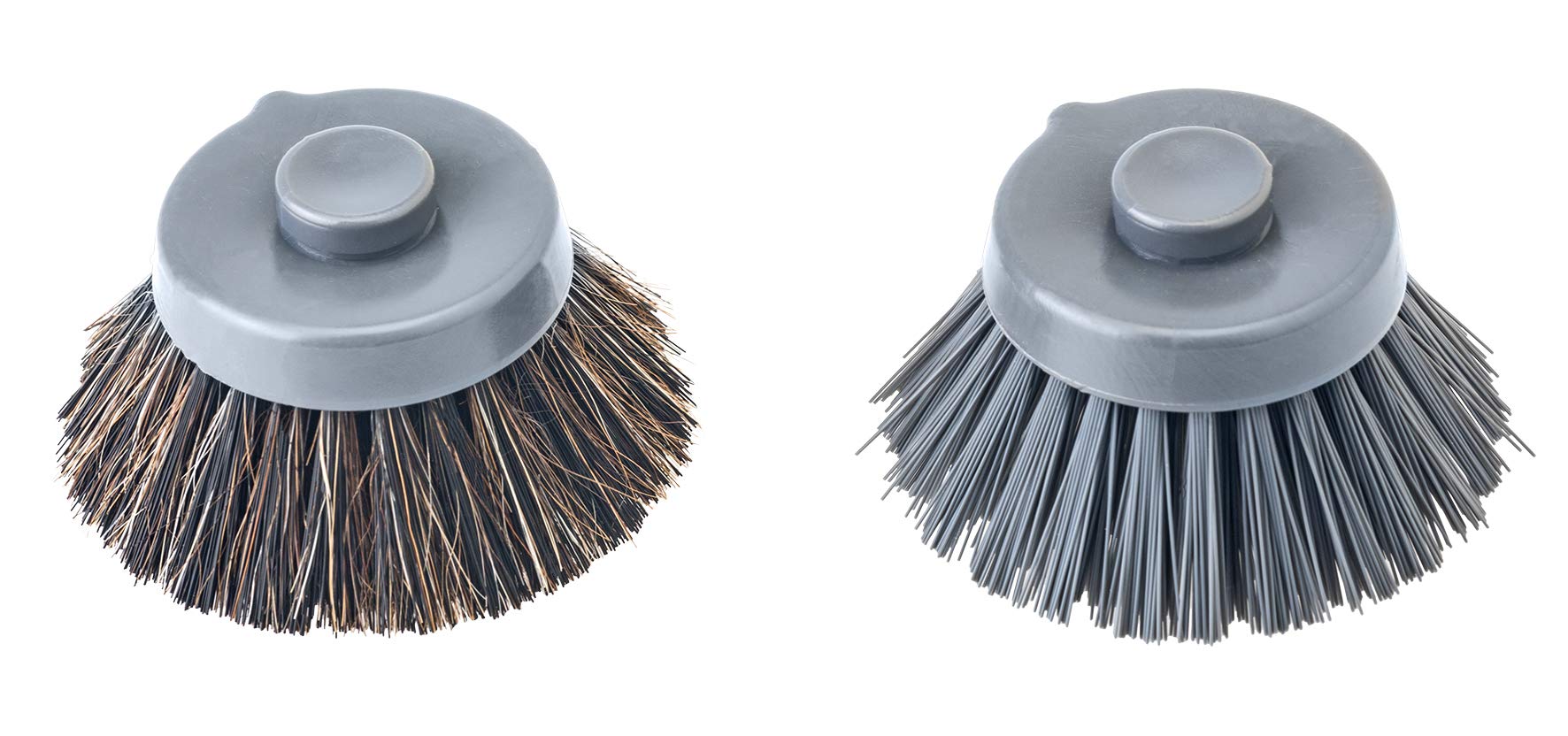Vigar Set of 2 Replacement Nylon Fibres and Horsehair Washing Up Brush Grey