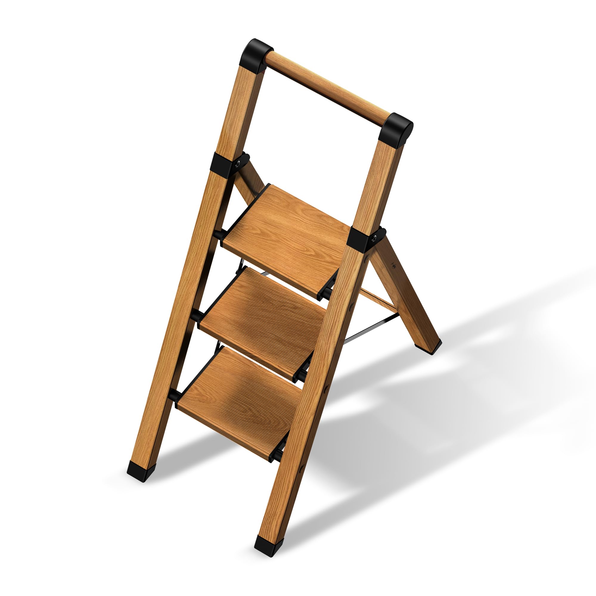 3 Step Ladder, Folding Step Stool with Aluminum