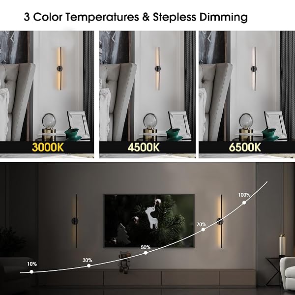 BATTERY OPERATED WALL SCONCES SET OF TWO, DIMMABLE BATTERY WALL SCONCE WITH REMOTE CONTROL, 3000K-6000K INFINITE WALL SCONCE, WIRELESS WALL LIGHTS FOR LIVING ROOM BEDROOM HALLWAY DECOR 27.6 INCH