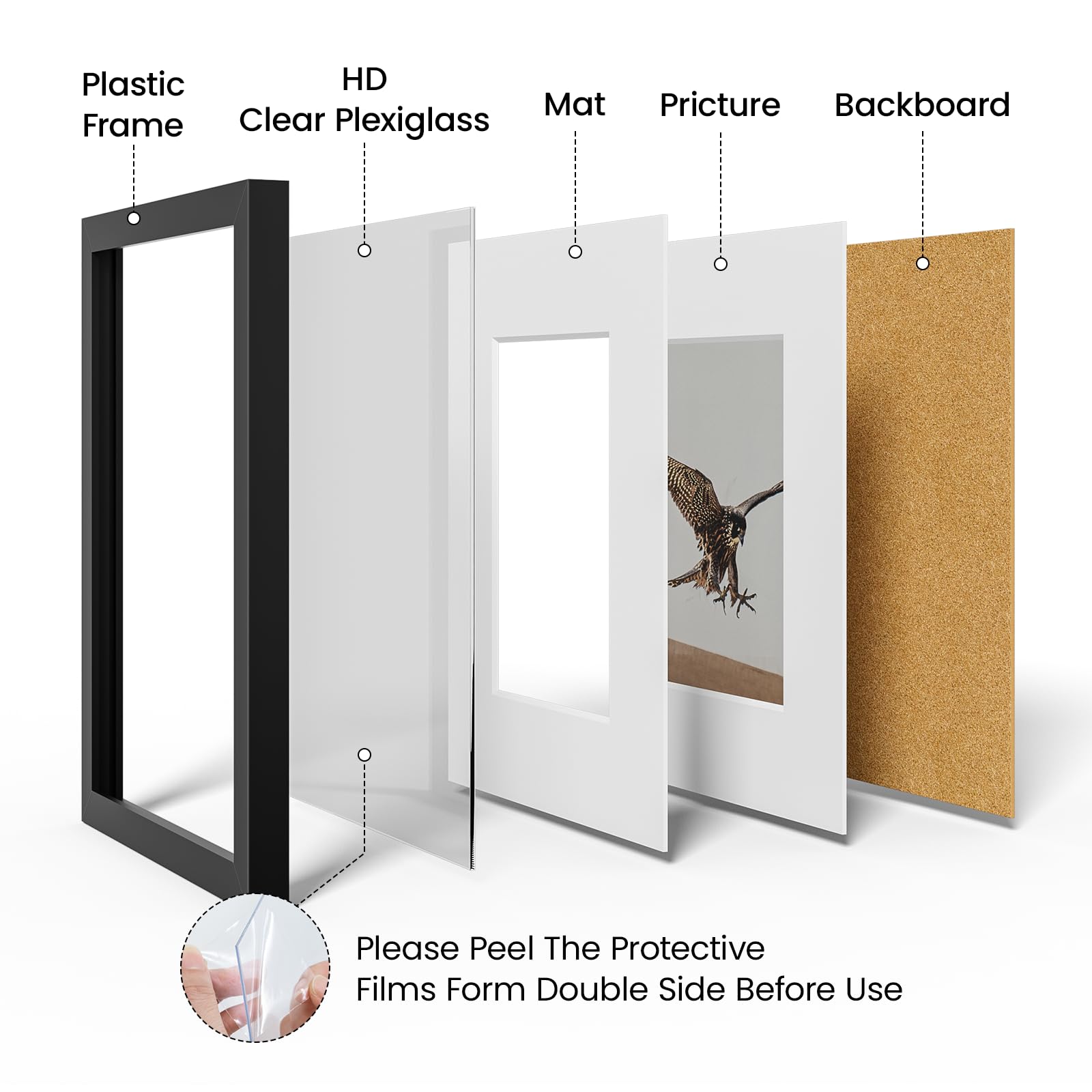 Heimlove 8x12 Picture Frames with Mat to Display